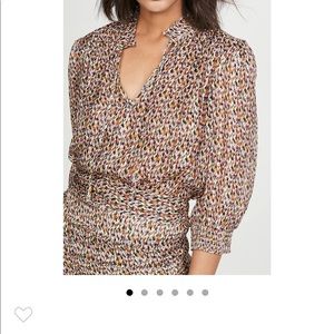 Ba&sh Multicolored Long-Sleeve V-Neck Blouse Sz M